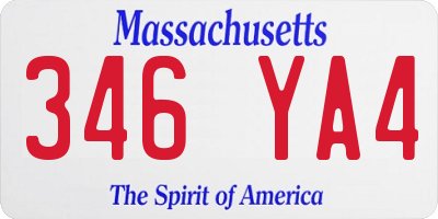 MA license plate 346YA4