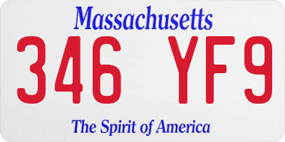MA license plate 346YF9