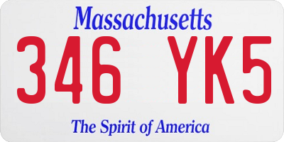 MA license plate 346YK5