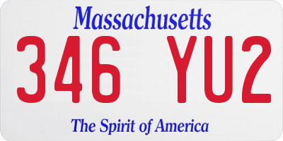 MA license plate 346YU2