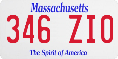 MA license plate 346ZI0