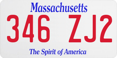 MA license plate 346ZJ2