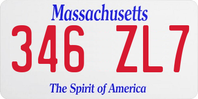MA license plate 346ZL7