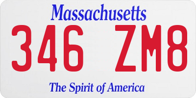 MA license plate 346ZM8
