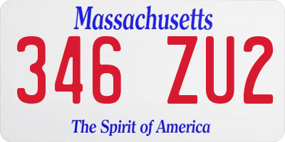 MA license plate 346ZU2