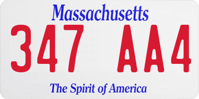 MA license plate 347AA4