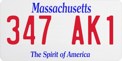 MA license plate 347AK1