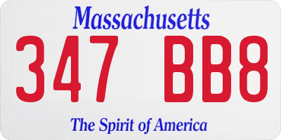 MA license plate 347BB8