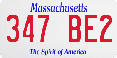 MA license plate 347BE2