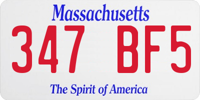 MA license plate 347BF5