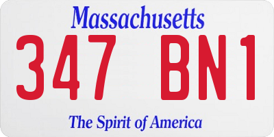 MA license plate 347BN1