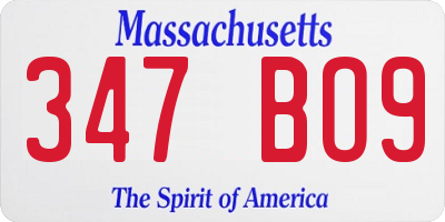 MA license plate 347BO9