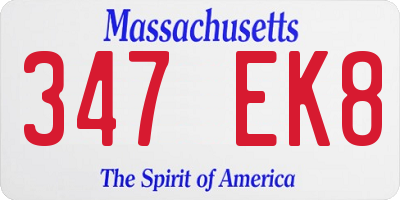 MA license plate 347EK8