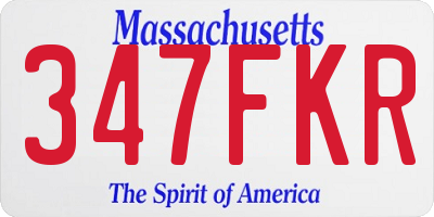 MA license plate 347FKR