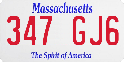 MA license plate 347GJ6