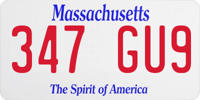 MA license plate 347GU9