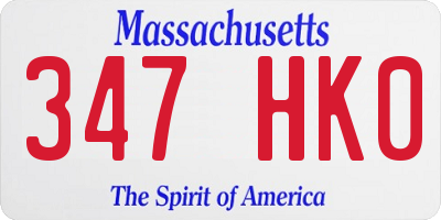 MA license plate 347HK0