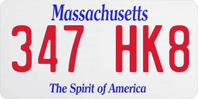 MA license plate 347HK8