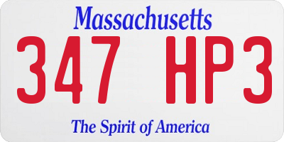 MA license plate 347HP3
