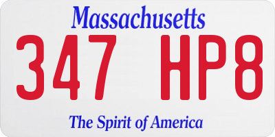 MA license plate 347HP8