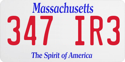 MA license plate 347IR3