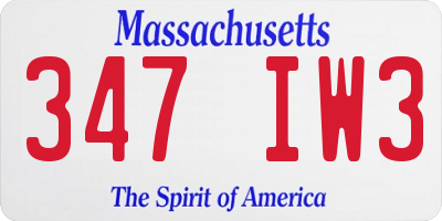 MA license plate 347IW3