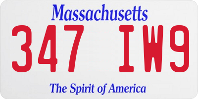 MA license plate 347IW9