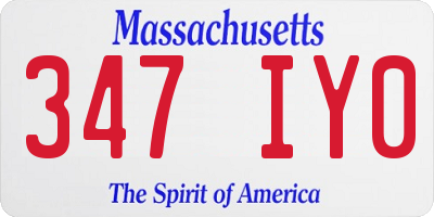 MA license plate 347IY0