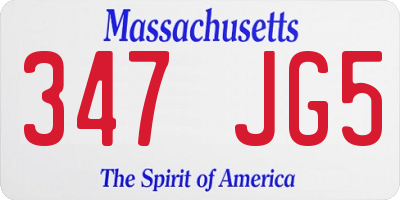 MA license plate 347JG5