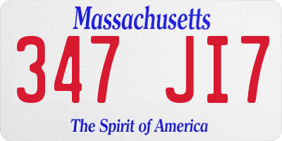 MA license plate 347JI7