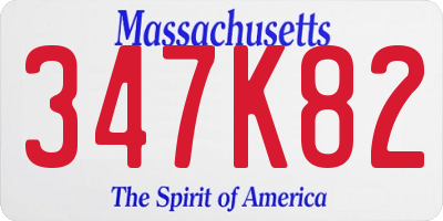 MA license plate 347K82