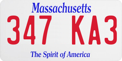 MA license plate 347KA3