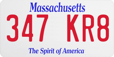 MA license plate 347KR8