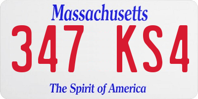 MA license plate 347KS4