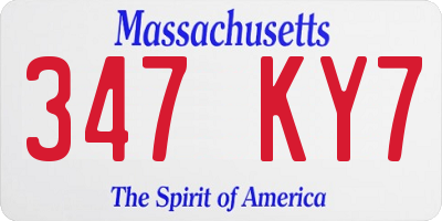 MA license plate 347KY7
