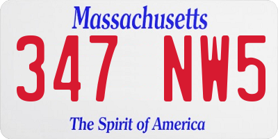 MA license plate 347NW5
