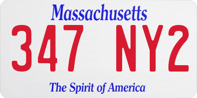 MA license plate 347NY2