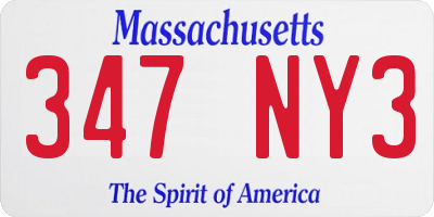 MA license plate 347NY3