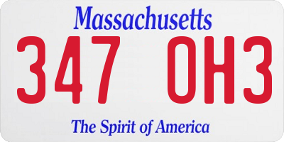 MA license plate 347OH3