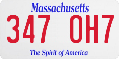 MA license plate 347OH7