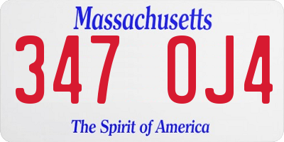 MA license plate 347OJ4