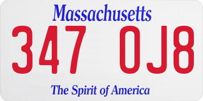 MA license plate 347OJ8