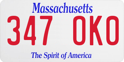 MA license plate 347OK0