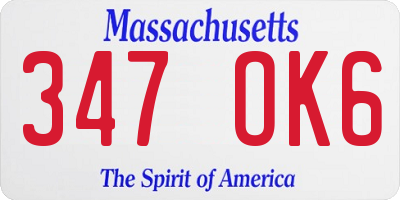 MA license plate 347OK6