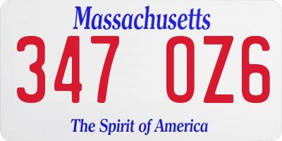 MA license plate 347OZ6