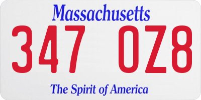 MA license plate 347OZ8