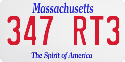 MA license plate 347RT3