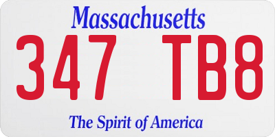 MA license plate 347TB8