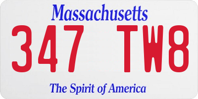 MA license plate 347TW8