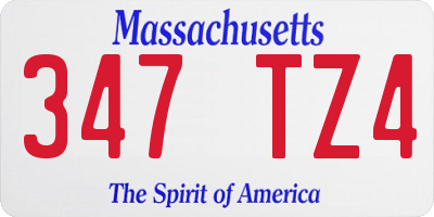 MA license plate 347TZ4